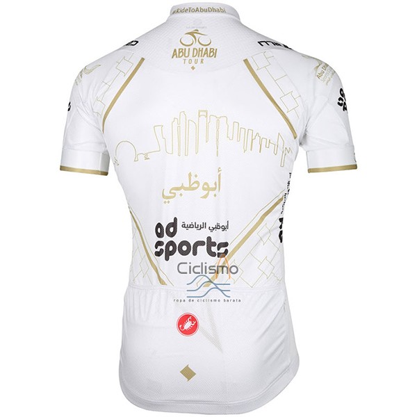 Abu Dhabi Tour Ropa Ciclismo Culotte Corto 2017 Hombre Mangas Cortas Blanco
